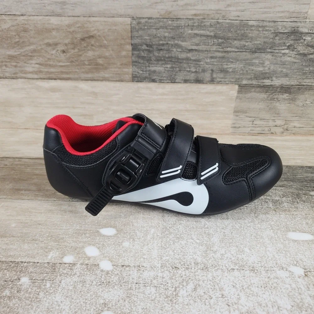 Peloton Cycling Shoes Womens Sz 8 Black Leather Low Top Round Toe 3 Bolt Sneaker